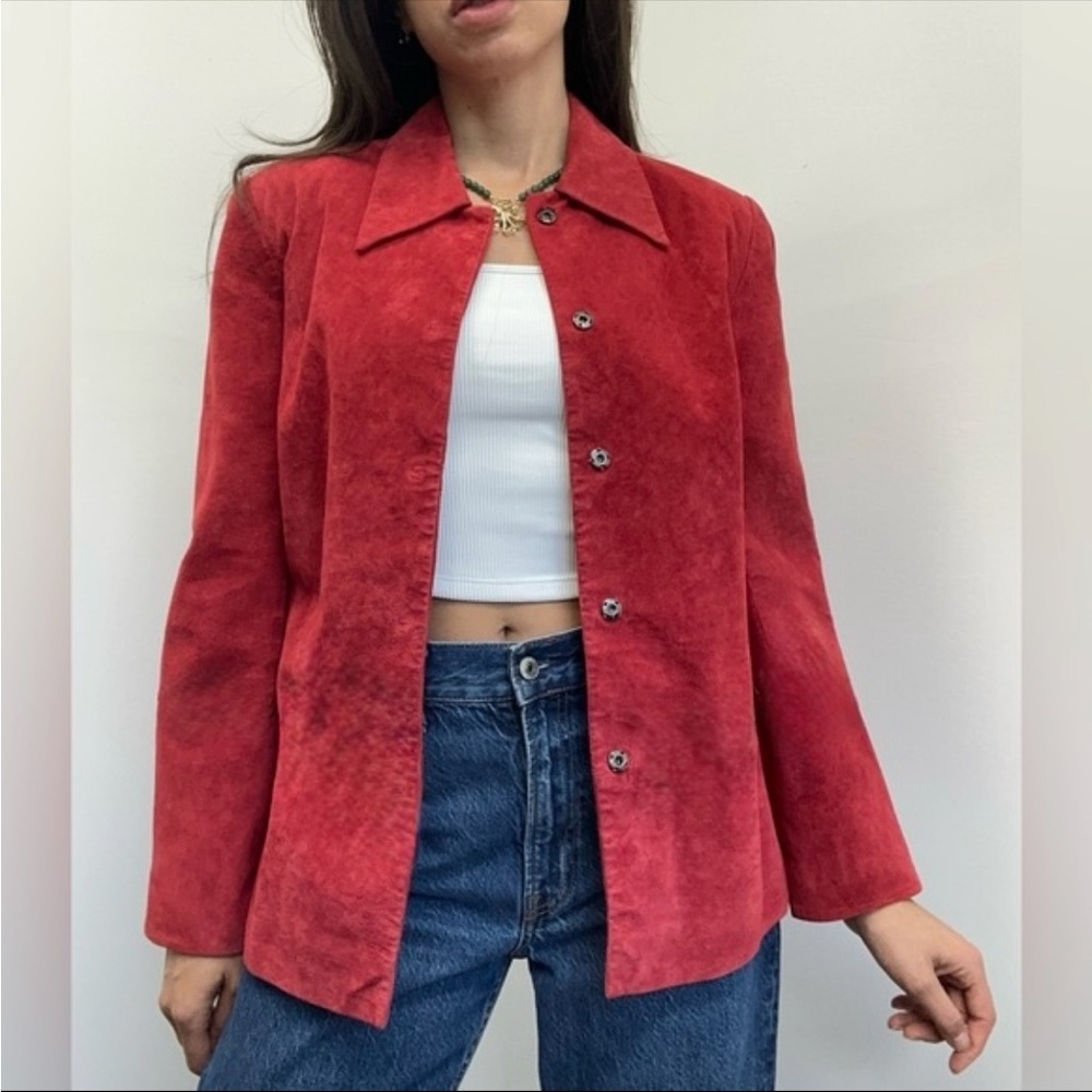 Women's Red Genuine Suede Jacket